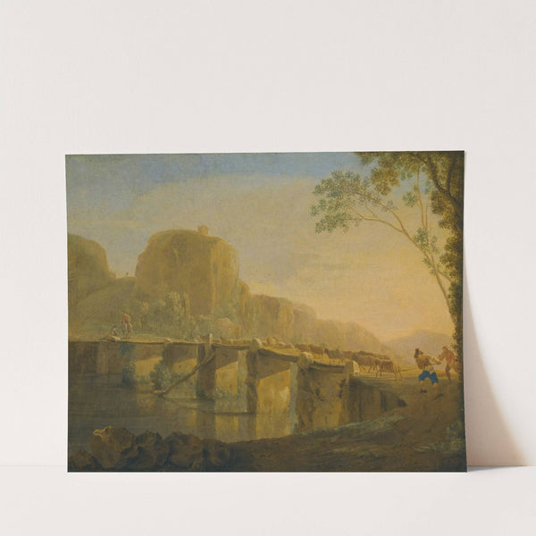 Landscape With Shepherds And Their Flock Crossing The Ponte Acquoria Near Tivoli by Jan Asselijn
