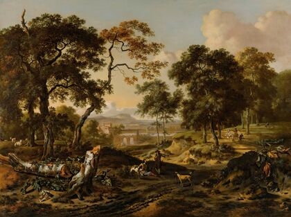 Landscape With Sportsmen Resting By A Path