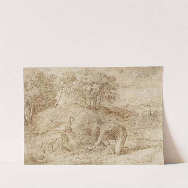 Landscape with St Jerome (ca 1520) by Domenico Campagnola