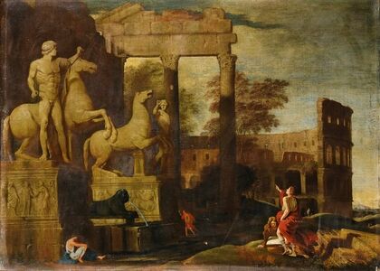 Landscape With The Dioscuri And Antic Ruins Animated With Figures