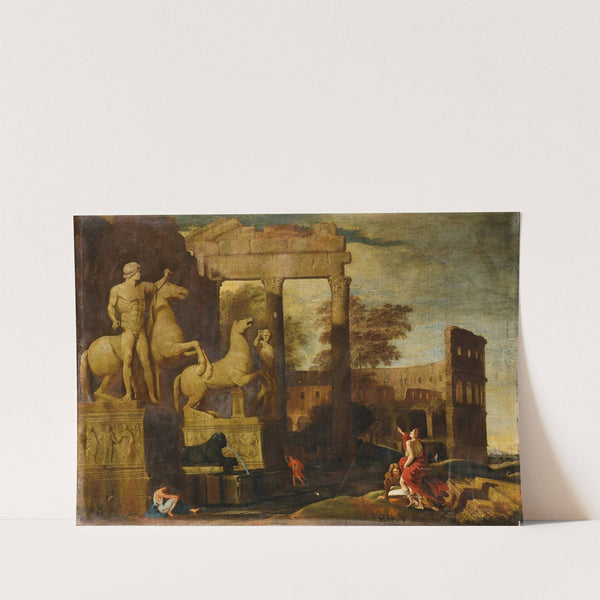 Landscape With The Dioscuri And Antic Ruins Animated With Figures by Jean Lemaire
