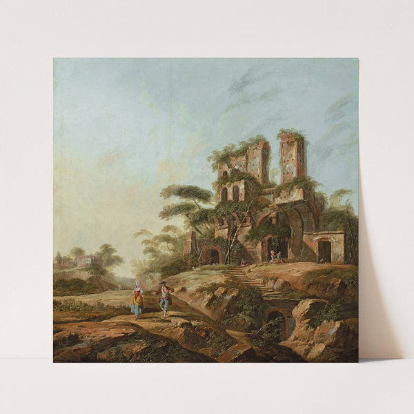 Landscape with the ruins of Aqua Julia in Rome (1765-1767) by Jean-Baptiste Pillement
