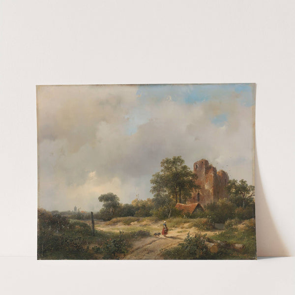 Landscape with the Ruins of Brederode Castle in Santpoort (1844) by Andreas Schelfhout