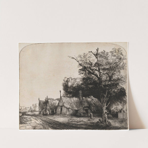 Landscape with three gabled Cottages beside a Road by Rembrandt van Rijn