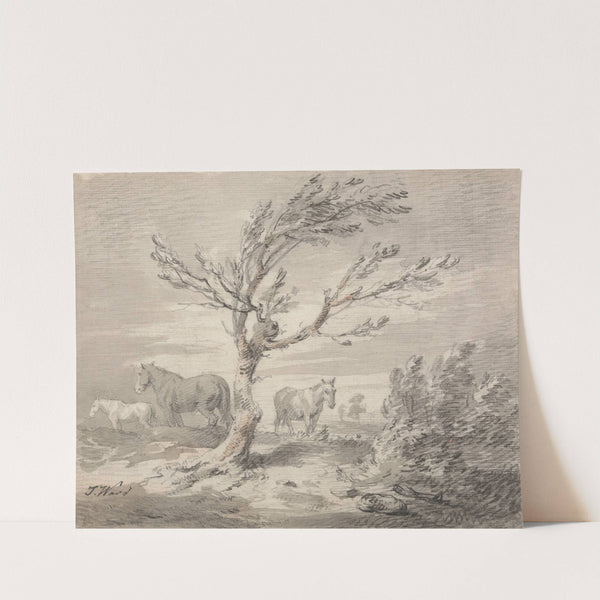 Landscape with Three Horses and a Tree in the Foreground by James Ward