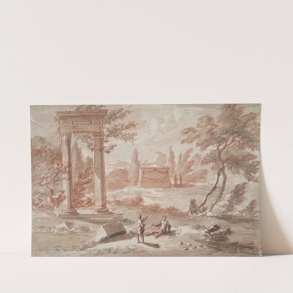 Landscape with tomb, ruins, and figures by Abraham Rademaker