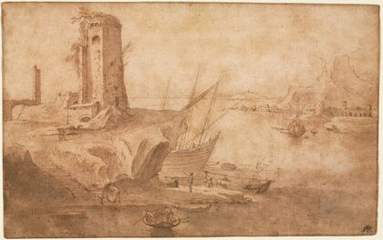 Landscape with Tower at Seashore (1600–1614)