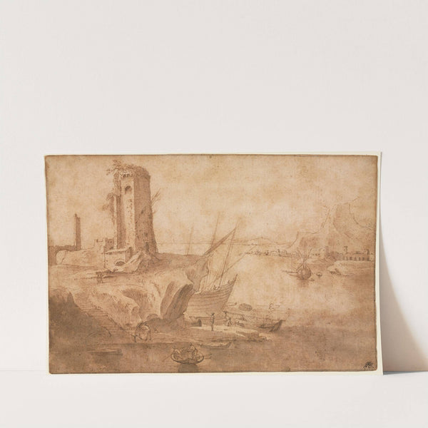 Landscape with Tower at Seashore (1600–1614) by Filippo Napoletano