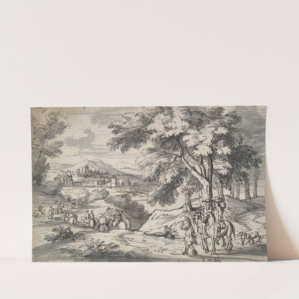 Landscape with Travelers and City in the Distance (17th century) by Manner Of Adam Frans Van Der Meulen