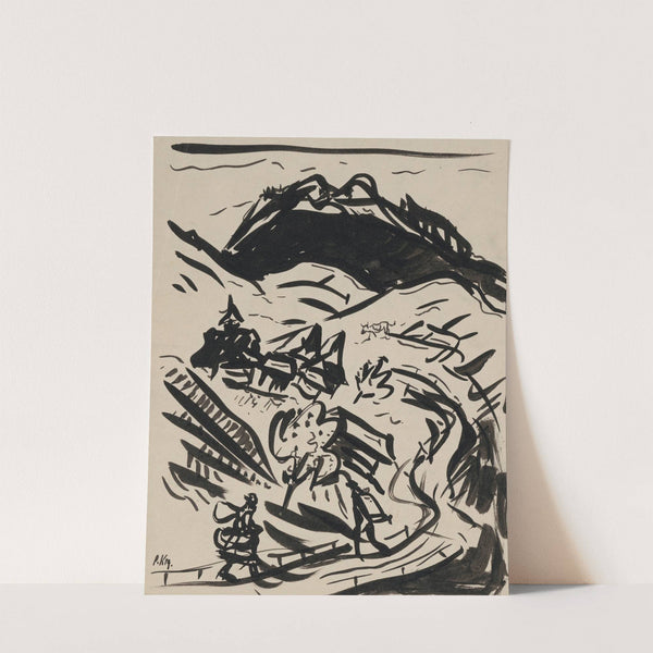 Landscape with two figures by Arnold Peter Weisz-Kubínčan