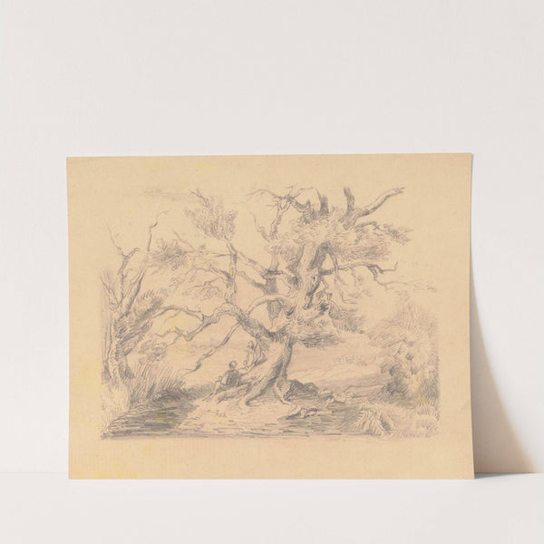 Landscape with two men sitting at base of tree (1815-1844) by Richard Sanger Smith