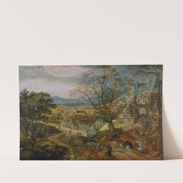Landscape with Village; ‘Autumn’ (ca 1600) by Jacob Savery the Elder