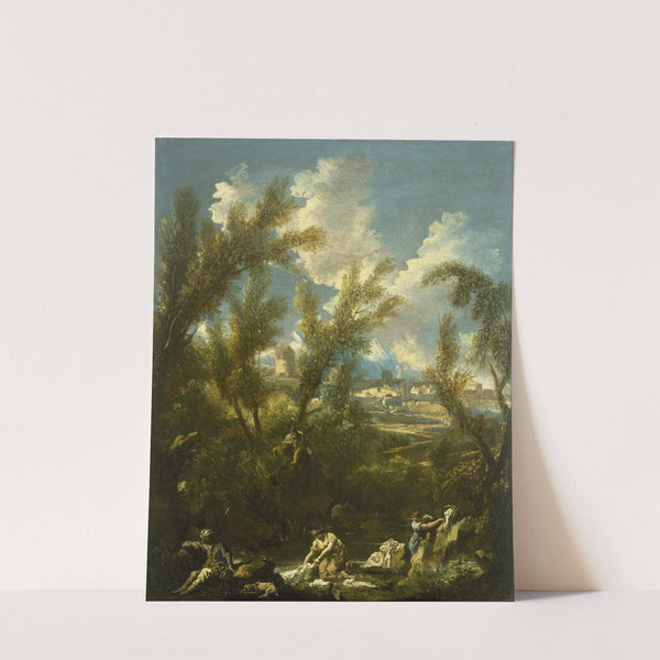 Landscape with Washerwoman (1710-1720) by Alessandro Magnasco