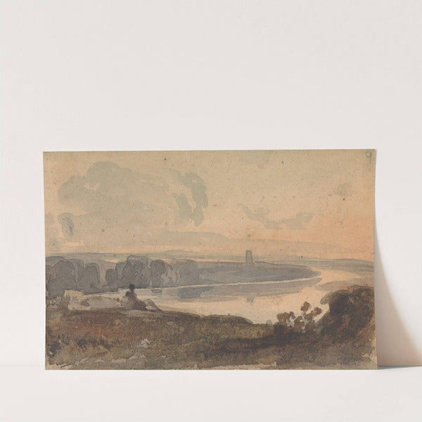 Landscape, with Winding River, Figure on Hill in Foreground by Thomas Sully
