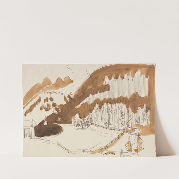 Landschaft bei Davos (Berglandschaft im Winter, Bewaldete Berglandschaft) (Ca. 1937.) by Ernst Ludwig Kirchner