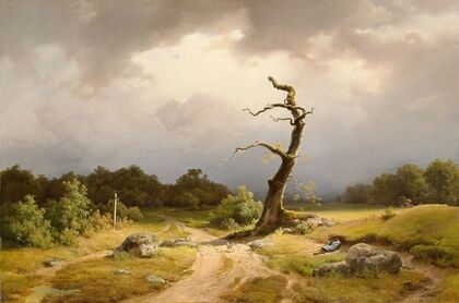 Landschaft bei heranziehendem Gewitter