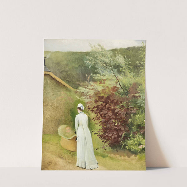 Landschaft, Frau mit Kinderwagen (1870) by Olga Wisinger-Florian