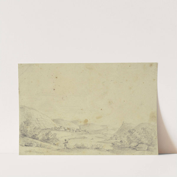 Landschaft, Gebirgssee mit Dorf by Fritz Bamberger