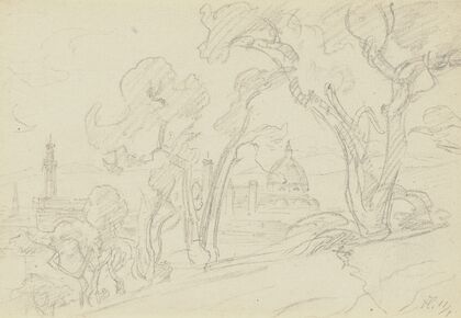 Landschaft, im Hintergrund der Dom von Florenz