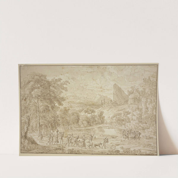 Landschaft mit bacchantischem Opferzug by Johannes Glauber
