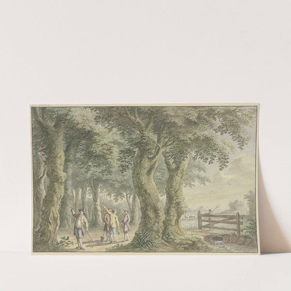 Landschaft mit Bäumen, Weidegatter und Figuren by Gerard van Rossum