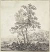 Landschaft mit Birken im Vordergrund