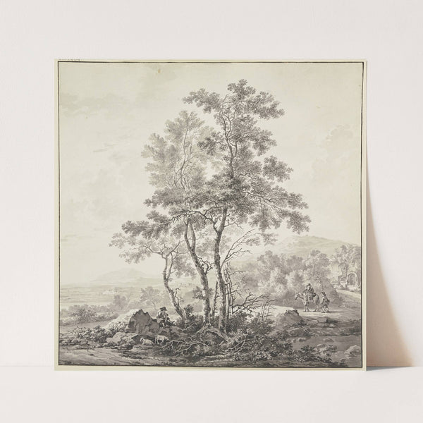 Landschaft mit Birken im Vordergrund by Jacob van Strij