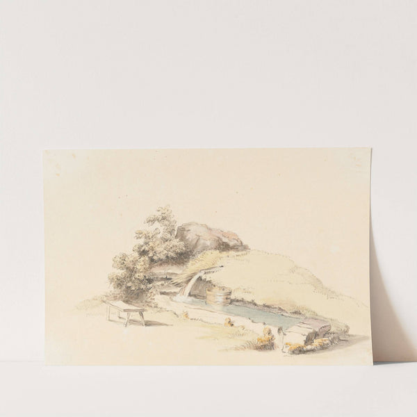 Landschaft mit Brunnen. by Johann Ludwig Aberli