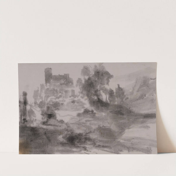 Landschaft mit Burg (oder Kirche) by Carl Blechen