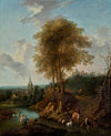 Landschaft mit drei Bäumen und Kirche (1746)