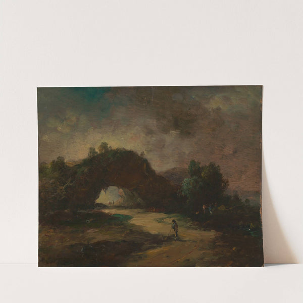 Landschaft mit einem von Buschwerk überwachsenen Felsenbogen by Christian Wilhelm Ernst Dietrich