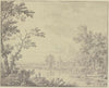 Landschaft mit einer Stadt am Wasser