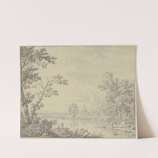Landschaft mit einer Stadt am Wasser by Jan van Huysum