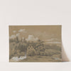 Landschaft mit Fachwerkhaus und Kaskade by Karl Roux