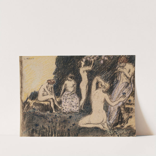 Landschaft mit fünf nackten Frauen by Ludwig von Hofmann