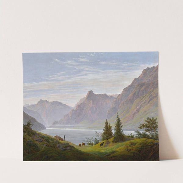 Landschaft mit gebirgsee, morgen (landscape with mountain lake, morning) by Caspar David Friedrich