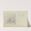 Landschaft mit Reiter, Skizze eines Esels by Otto Scholderer