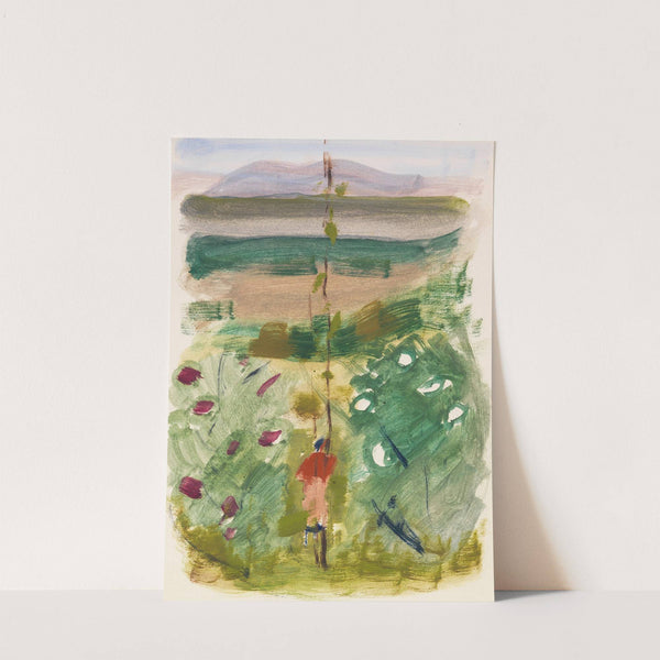 Landschaft mit Rückenfigur zwischen Büschen by Oskar Schlemmer