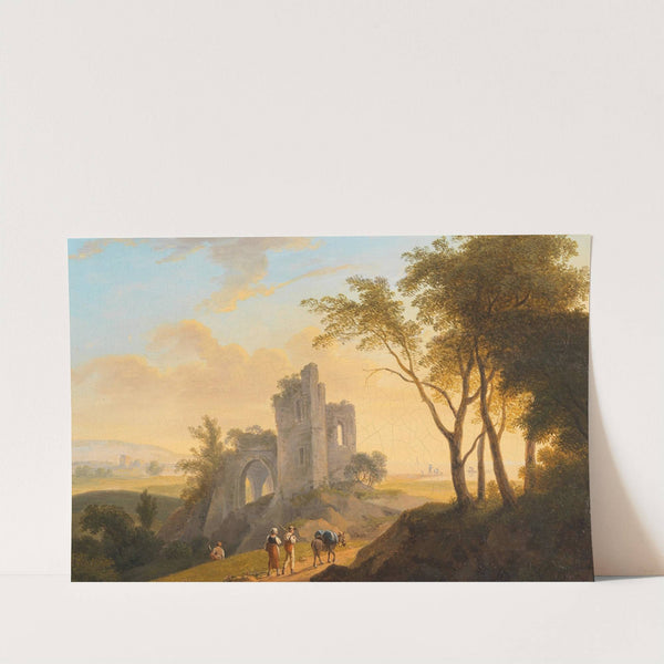 Landschaft Mit Ruine Und Wanderern by Franz Scheyerer