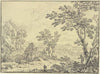 Landschaft mit Ruinen, vorne rechts ein Schafhirte