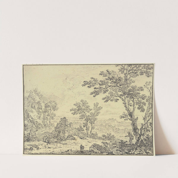 Landschaft mit Ruinen, vorne rechts ein Schafhirte by Jan van Huysum