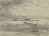 Landschaft mit Sämann, im Hintergrund ein See mit Insel