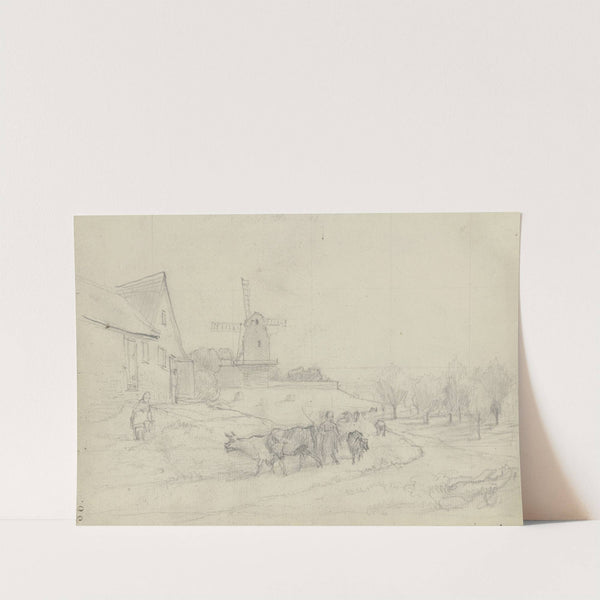 Landschaft mit Viehtrieb und Windmühle by Otto Scholderer