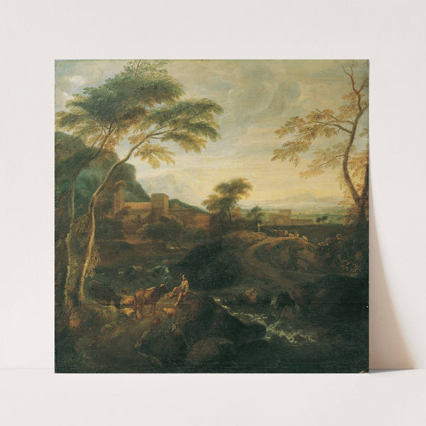 Landschaft mit weidenden Kühen by Josef Faistenberger