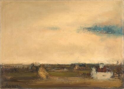 Landschaft mit weißem Haus