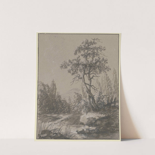 Landschaft mit zwei Bäumen am Wasser by Johann Ludwig Ernst Morgenstern