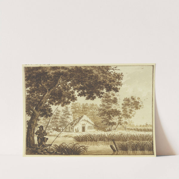 Landschaft, vorn ein Wasser, links zwei Angler by Theodor de Bruyn
