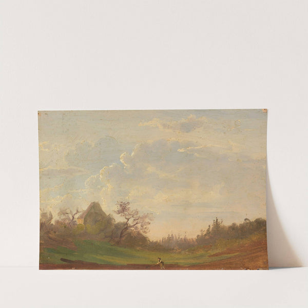 Landschaftsstudie mit pflügendem Bauern by Gustav Friedrich Papperitz