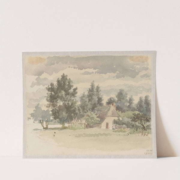 Landschap met boerderij omgeven door bomen by Jan Striening