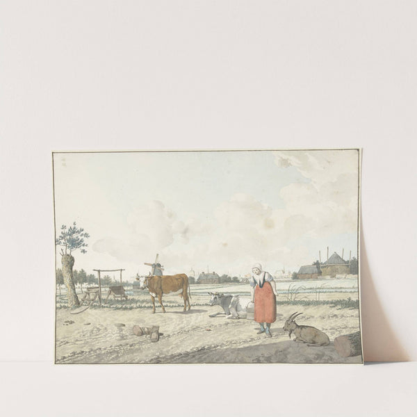 Landschap met boerin en vee (1700 - 1800) by W. Barthautz